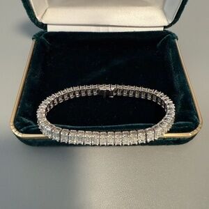 Platinum 20 carat Diamond Tennis Bracelet Containing 46 Emerald Cut Diamonds